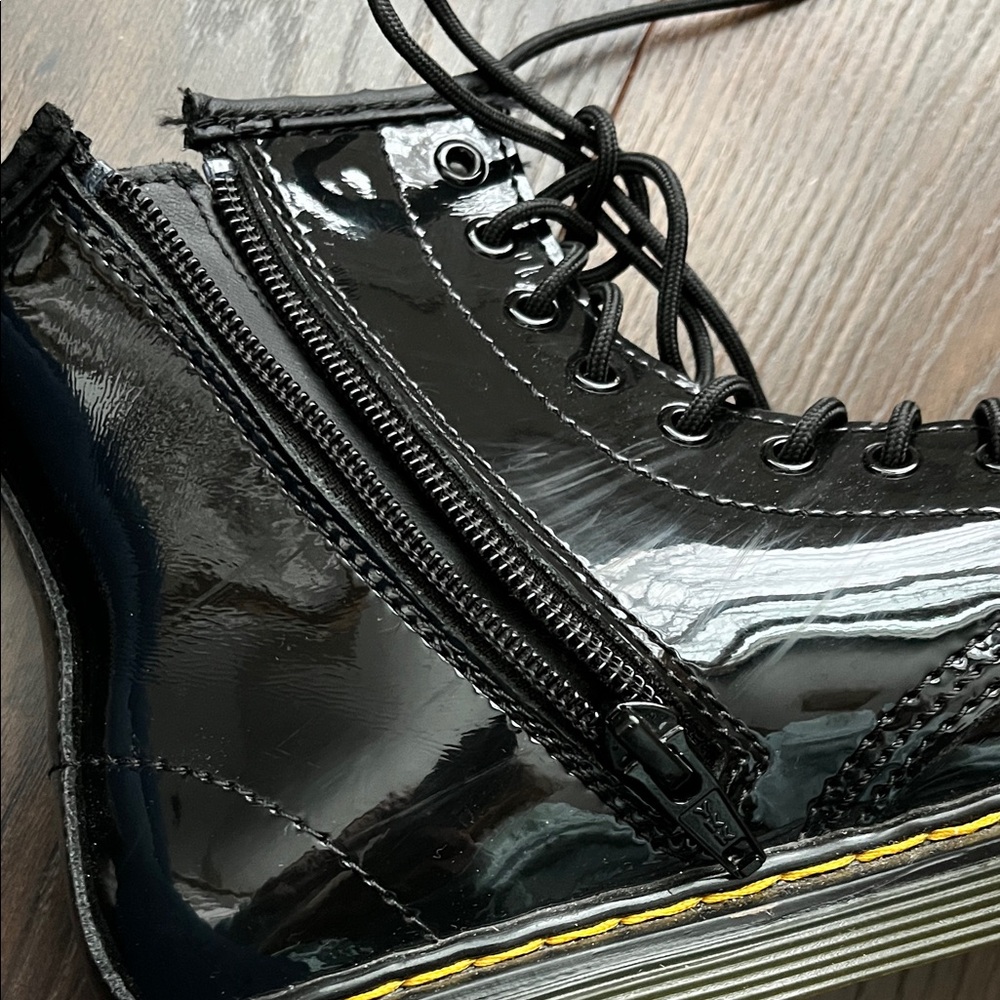 Dr. Martens Shiny Black Lace-Up Boots - Picture 12 of 16